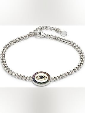 Effy  14K Yellow Gold & Sterling, Sapphire & Diamond Evil Eye Chain Bracelet